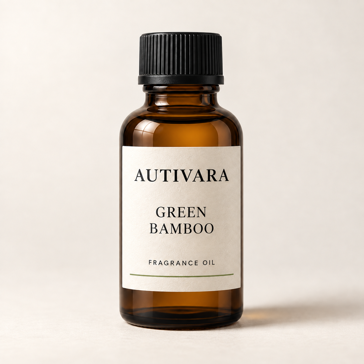 Autivara Green Bamboo fragrance oil — amber bottle with labeled ivory packaging